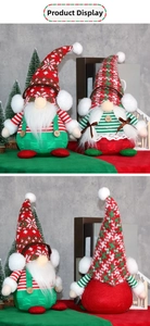 Dettaglio della trama a maglia e motivi di fiocchi di neve su gnomi di Natale colorati