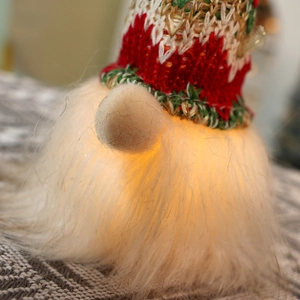 Lighted Christmas gnome plush with warm LED nose and knitted hat festive decoration