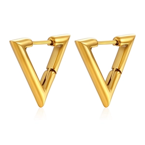 Boucles d'oreilles créoles dorées en forme de V en acier titane poli géométrique