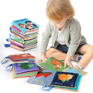 Educational soft cloth baby book set with colorful animal and fruit themes for toddlers