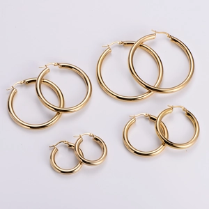 Polished 18k gold plated hollow hoop earrings set in four different sizes