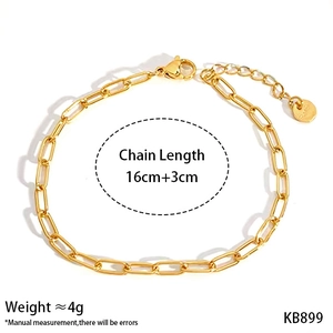 Minimalist gold plated paperclip chain bracelet with length 16cm plus 3cm extension