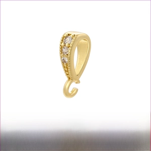Macro shot of 18K gold plated brass clasp with inlaid cubic zirconia for jewelry making