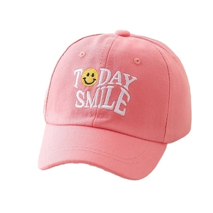 Rosa Kinder-Baseballkappe aus Baumwolle mit TODAY SMILE Stickerei und Smiley-Logo