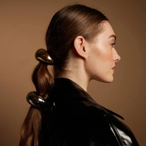 Polished stainless steel waterdrop hair rings in gold and silver for ponytail styling