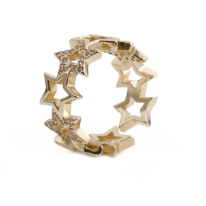 Star Ring Copper Zircon Rhinestone Hollow Gold Open Adjustable Minimalist Sparkling Jewelry Gift For Women