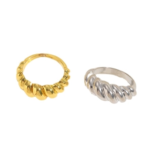 Minimalist 14K gold and silver plated croissant dome rings with elegant twisted texture