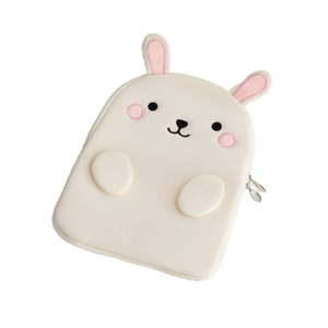 Cartoon rabbit embroidery laptop sleeve case for iPad and MacBook in cream white