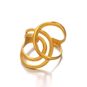 Gold minimalist multi-layer crisscross open ring in high-quality stainless steel