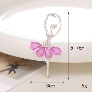 Detail view of ballet dancer resin charm showing 5.7cm height and purple stone skirt