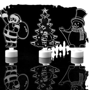 Luminous 3D acrylic Christmas night light set featuring Santa, Tree, and Snowman designs