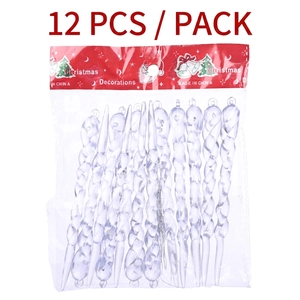 12-piece pack of transparent spiral acrylic icicle ornaments for Christmas tree decoration