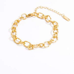 Minimalist gold woven link titanium steel bracelet with lobster clasp and extension chain