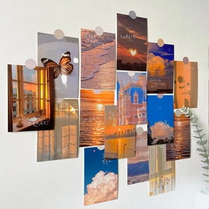 Aesthetic sunset photography postcards set for minimalist bedroom wall decoration