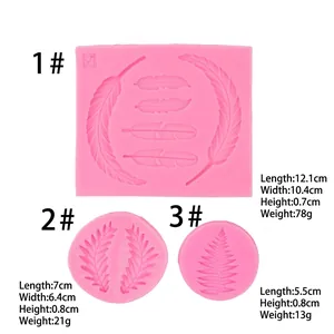 Moules en silicone rose pour feuilles et plumes pour fondant ou chocolat
