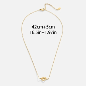 Detail of 14K gold plated knot necklace showing 42cm length and lobster clasp closure