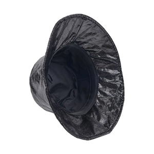 Stylish black metallic fisherman bucket hat for street fashion and outdoor wear 2024