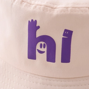 Bob rose mignon pour enfants avec motif lettre hi et bord large en coton doux