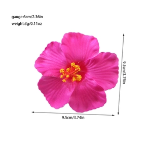Pink hibiscus flower hair clip with size dimensions 9.5cm for seaside vacation style