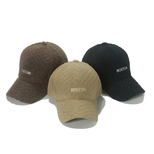 Sherpa fleece baseball caps with BOSTON embroidery in brown, khaki, and black colors