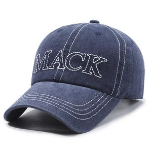Berretto da baseball vintage in cotone lavato blu navy con ricamo MACK e visiera curva