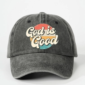 Casquette Baseball God Is Good Tissu Lavé Chapeau Réglable Imprimé Graphique Coucher Soleil Rétro