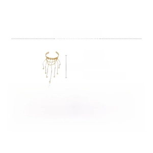 Detail view of gold star tassel arm cuff with dimensions and technical specifications