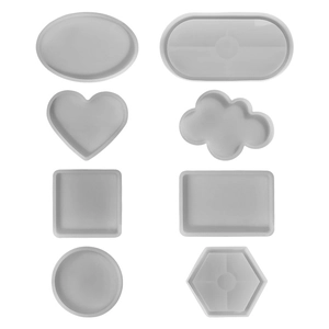 Set of 8 silicone molds in heart cloud and geometric shapes for resin coasters