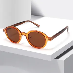 Retro Round Polarized Sunglasses TR90 Frame Acetate Temples UV400 Fashion Vintage Eyewear For Men Women