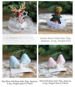 Detail of Christmas reindeer antler and snowflake clips with sequin and felt fabric