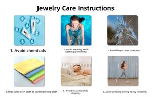 Detailed jewelry care guide for pink oil earrings showing maintenance and protection tips