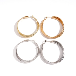 18k gold and silver plated geometric multi-layer intertwined hoop earrings for women