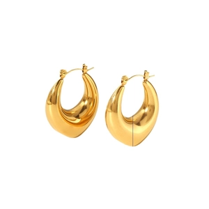 Boucles d'oreilles créoles gouttes d'eau en acier inoxydable plaqué or 18 carats