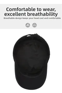 Internal view of black flat top military cap showing breathable lining and sweatband detail