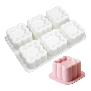 6-cavity wavy square silicone mousse mold for cake, chocolate and handmade soap making