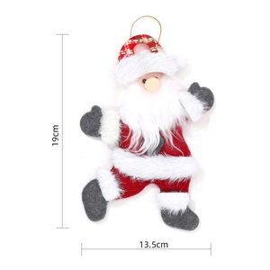 Detailed dimensions of plush Santa ornament showing height 19cm and width 13.5cm