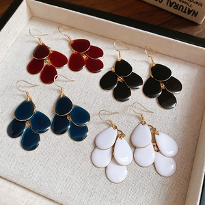 Alloy Drip Oil Layered Water Drop Earrings Chic Fashion Jewelry For Women Elegant Multilayer Droplet Dangle