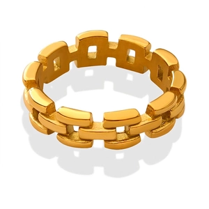 Hollow Chain Link Ring Titanium Steel Gold Plated Minimalist Stackable Finger Band For Men Women