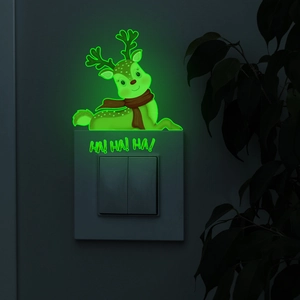 Luminous reindeer switch sticker glowing in the dark for Christmas decoration