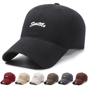 Baseball Cap Cotton Seattle Embroidery Adjustable Soft Top Curved Brim Outdoor Sun Protection Sport Unisex Casual Hat