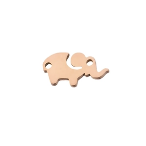 Polished rose gold elephant pendant with double holes for DIY jewelry making