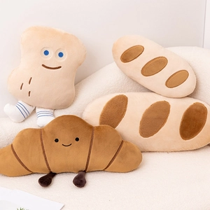Jouet En Peluche Pain Oreiller Doux Rembourré Dessin Animé Baguette Croissant Toast Canapé Maison Coussin Décoratif Cadeau