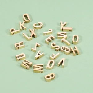 Polished gold stainless steel alphabet beads with 1.8mm hole for jewelry making