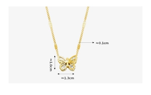 Detailed view of butterfly pendant measuring 1.3cm wide with clear size markings