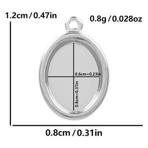 Detailed size and weight specs for DIY 304 stainless steel oval pendant charm