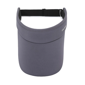 Dark grey wide brim ice silk sun hat with adjustable strap and UALABEL branding