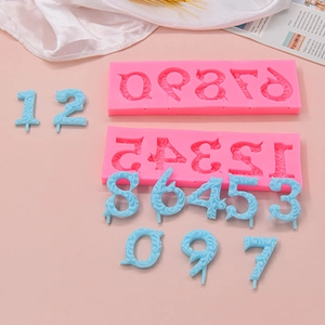 Silicone Number Mold Relief Scroll Pattern For Cake Topper Fondant DIY Baking Birthday Celebration