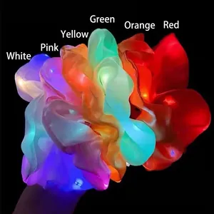 LED light up scrunchies in six vibrant colors including pink and green for night parties