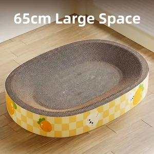 Griffoir Pour Chat Lit Carton Ondulé Salon De Grattage Ovale Rond Dessin Animé Lapin Carotte Durable Canapé Pour Chats