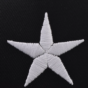 Classic black cotton baseball cap featuring high-density white embroidered five-point star